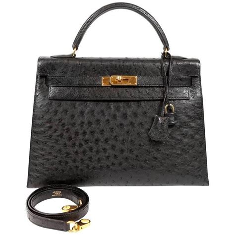 hermes black ostrich|genuine ostrich bag.